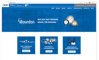 bright blue and white layout of a site with some guage images